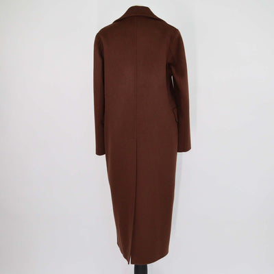 Nanushka Cinnamon Brown Wool and Silk Classic Tailored Coat