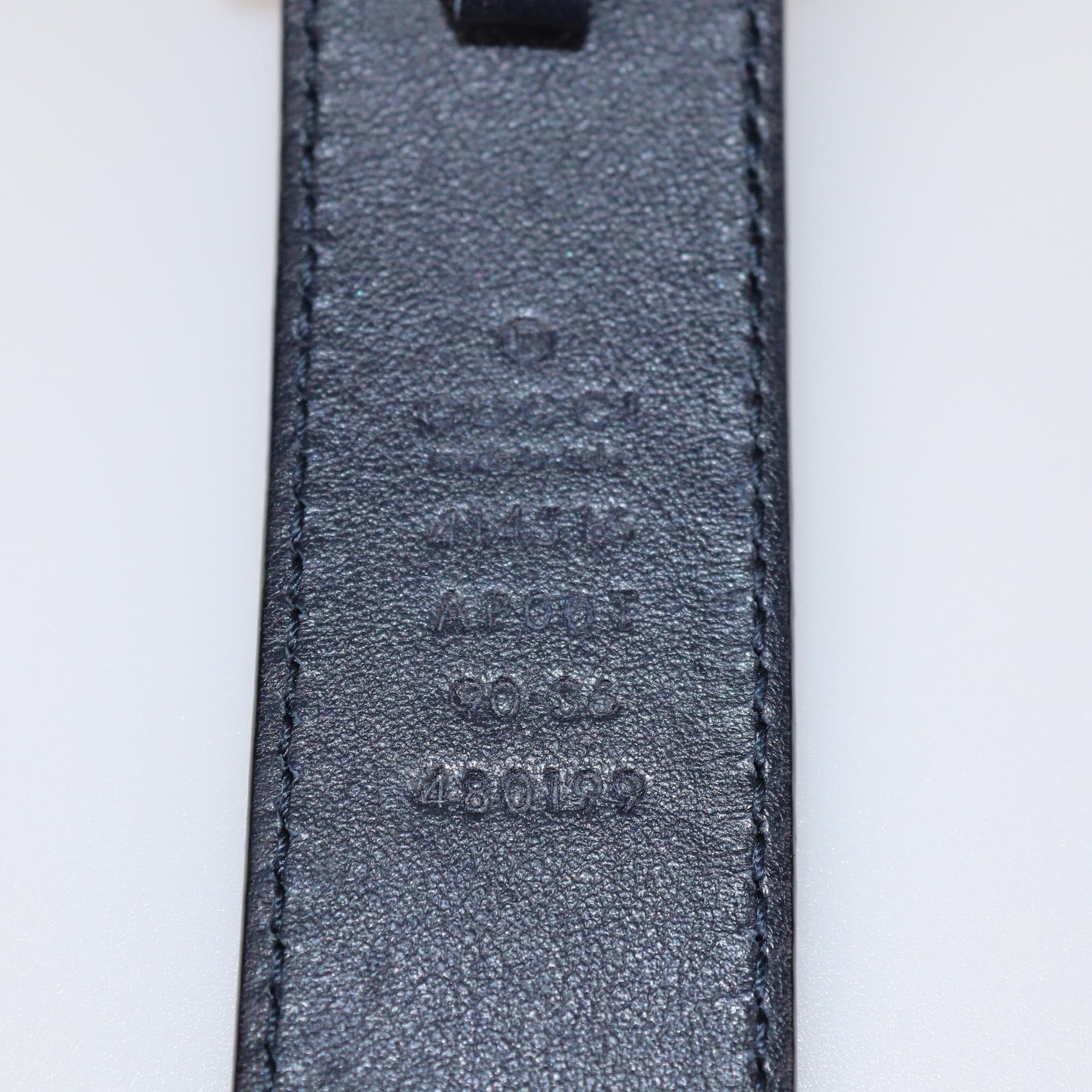 Gucci Navy Blue GG Marmont Thin Belt Mens Gucci 