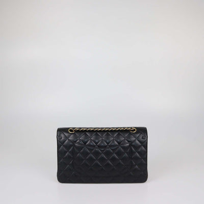 Chanel Black Quilted Caviar Leather Medium Classic Double Flap Bag