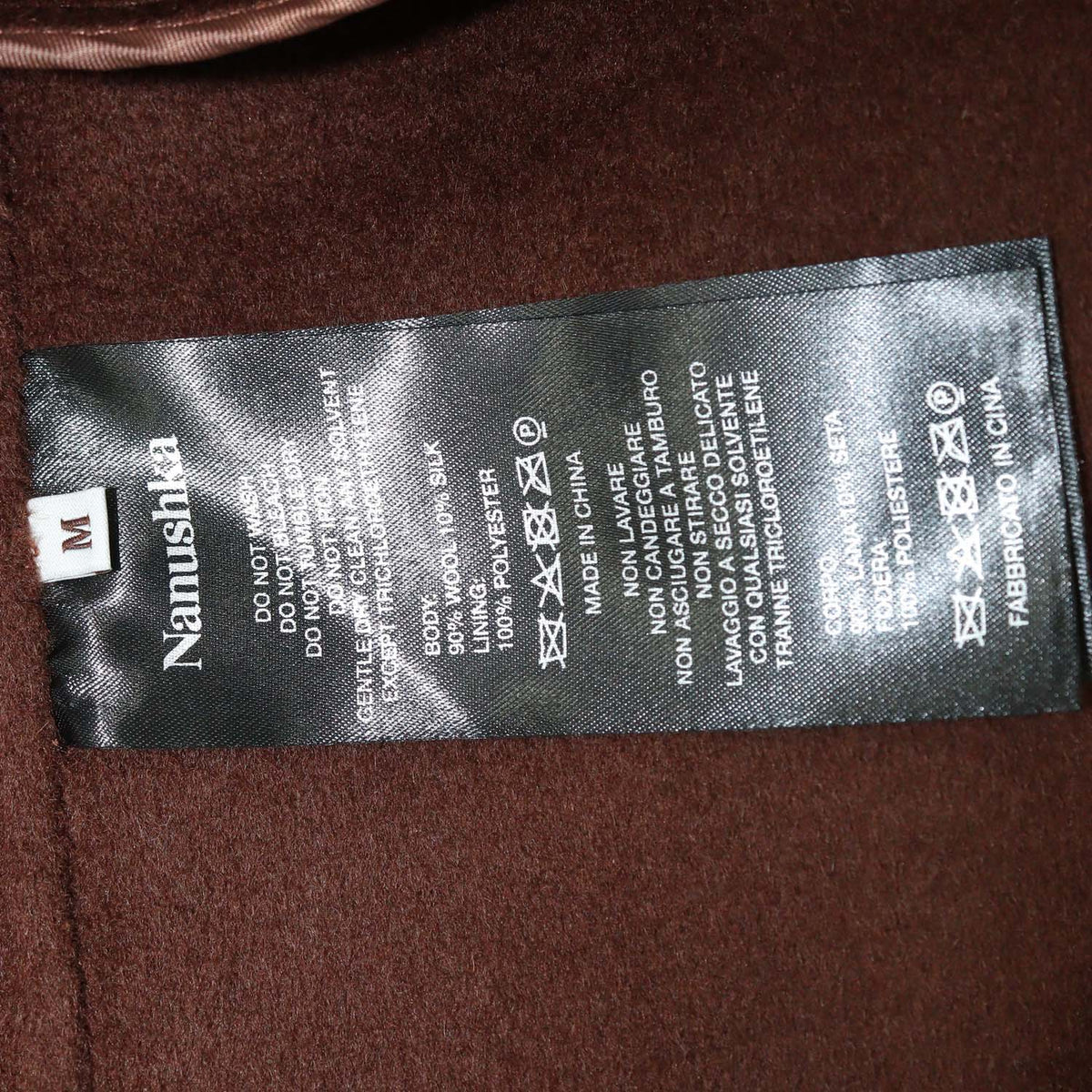 Nanushka Cinnamon Brown Wool and Silk Classic Tailored Coat