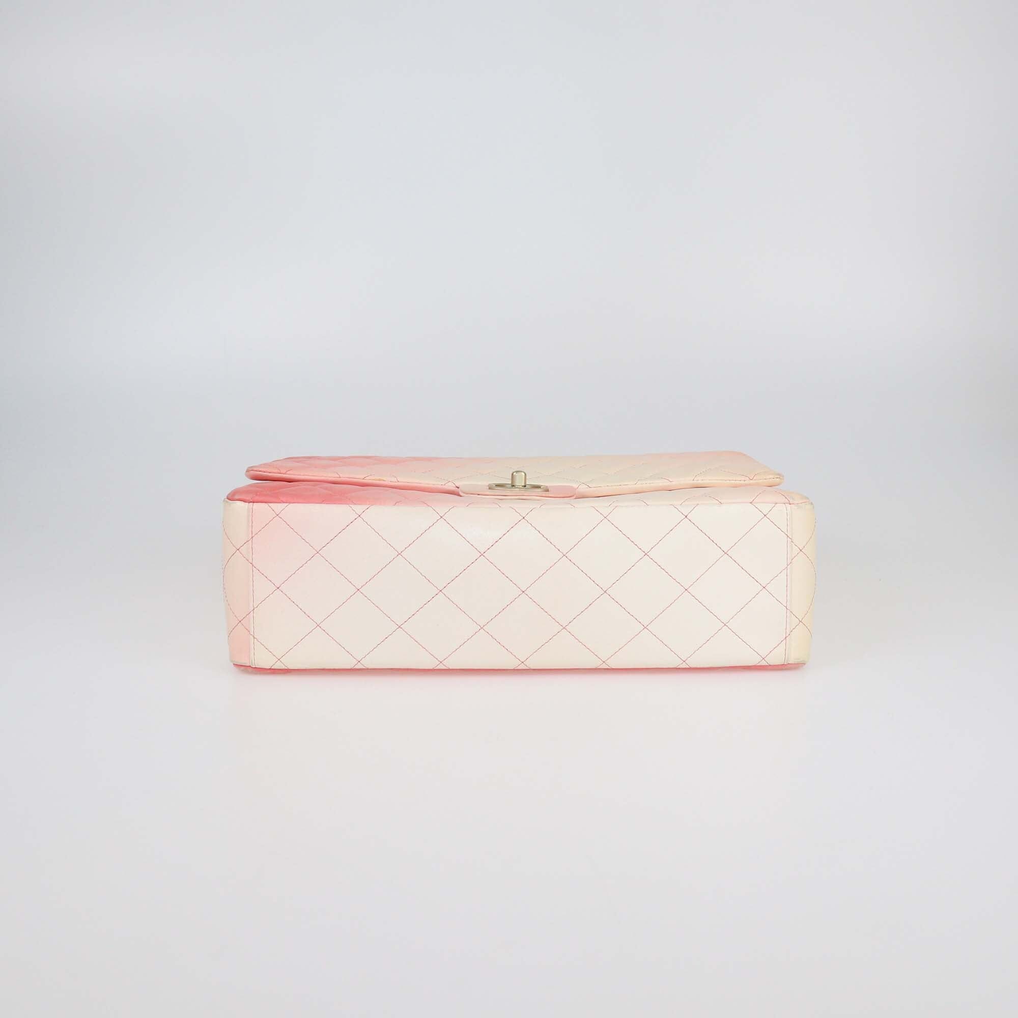 Chanel Pink Ombre Quilted Leather Maxi Classic Single Flap Bag Womens Chanel 