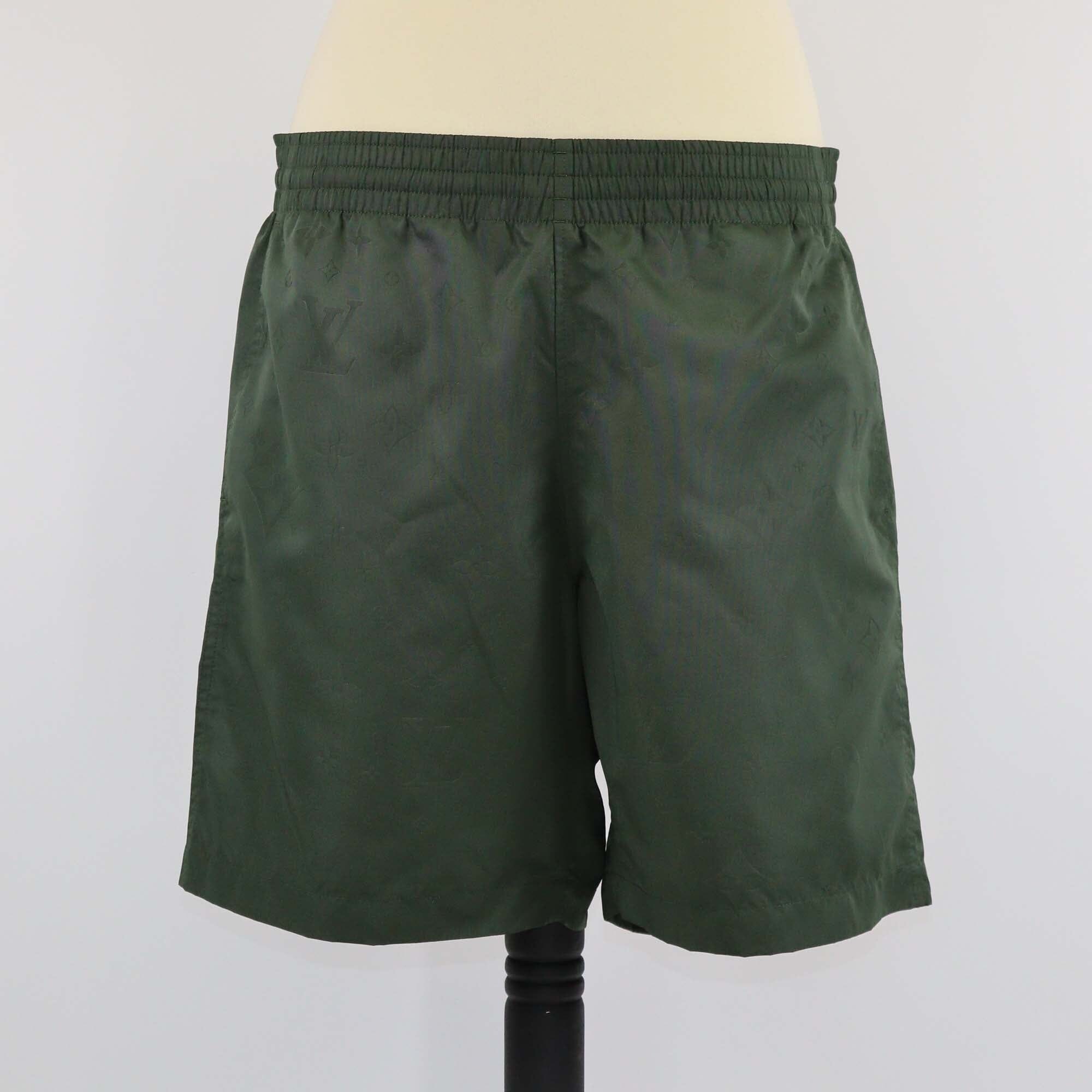 Louis Vuitton Army Green Monogram Nylon Swim Board Shorts Mens Louis Vuitton 