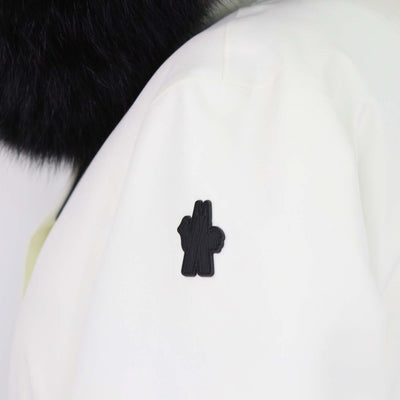 Moncler Off White Polyester Fur Trim Detachable Hood Belted Jacket