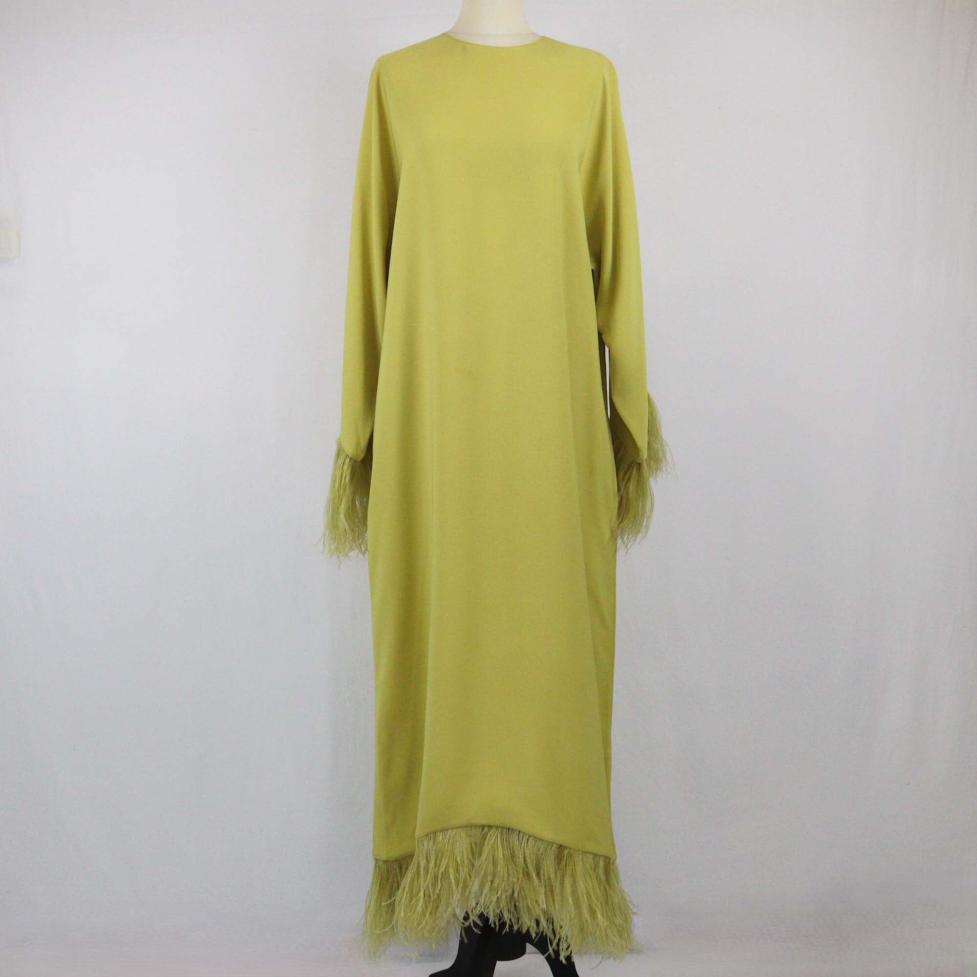 Valentino Lemon Feather Trim Maxi Dress Womens Valentino 