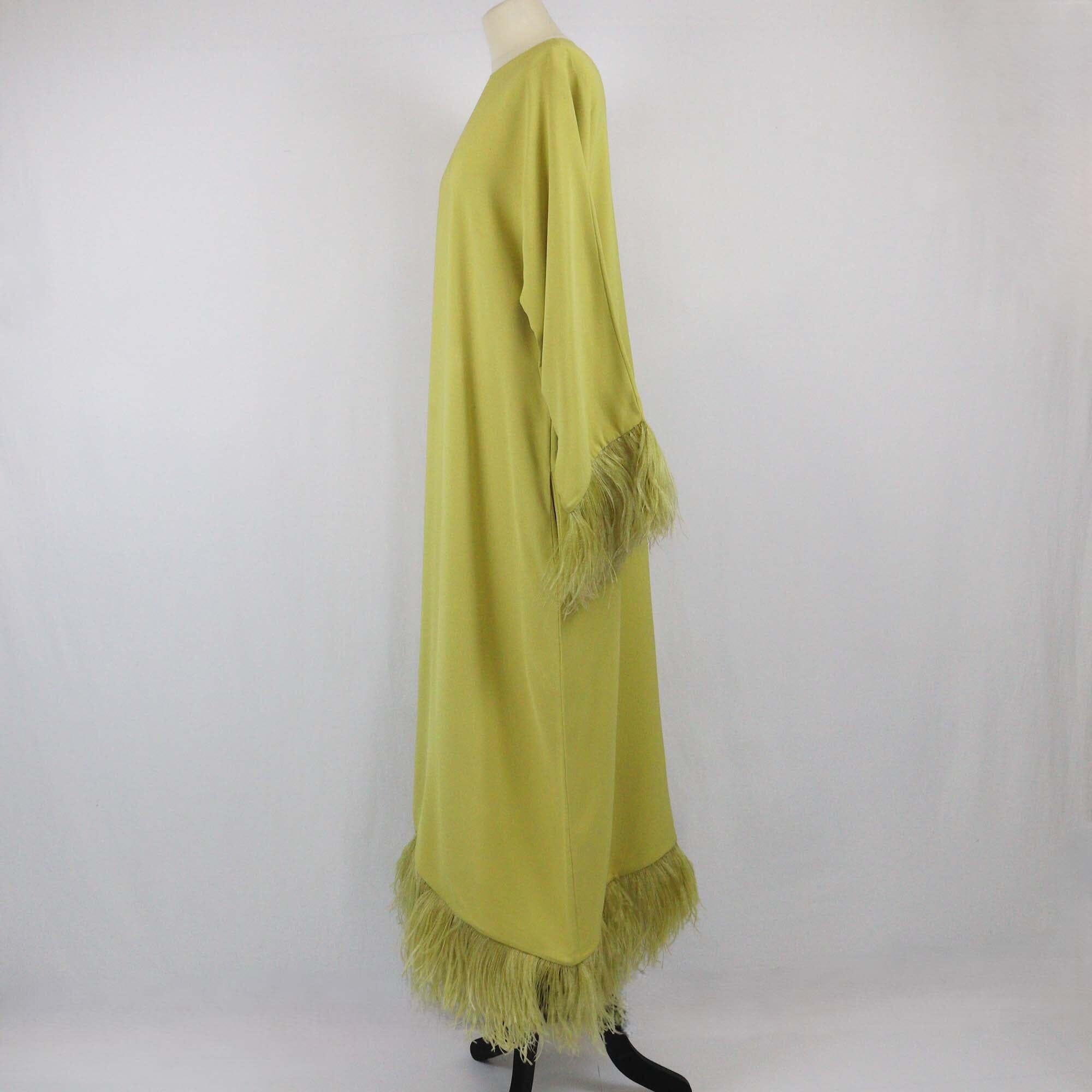 Valentino Lemon Feather Trim Maxi Dress Womens Valentino 