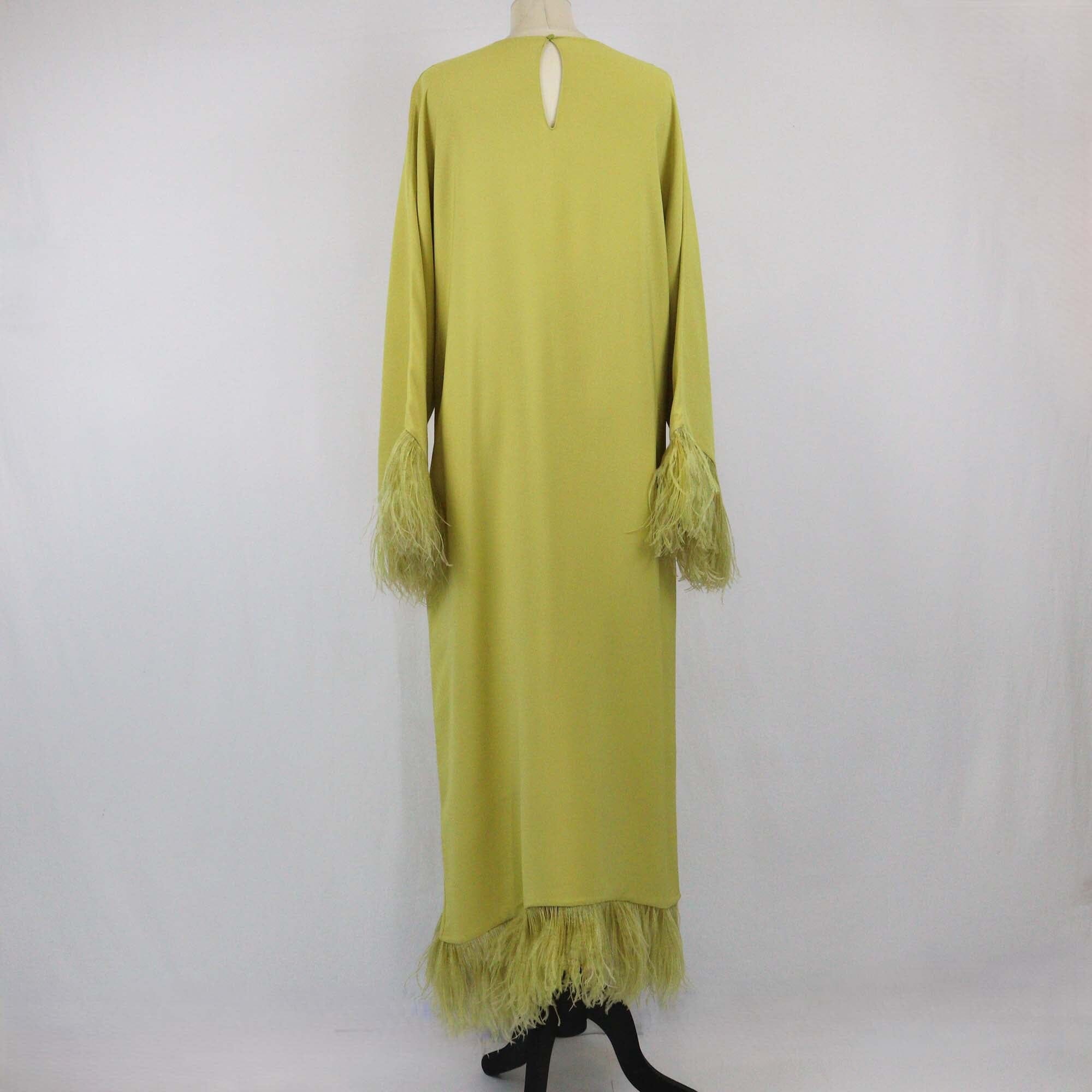 Valentino Lemon Feather Trim Maxi Dress Womens Valentino 