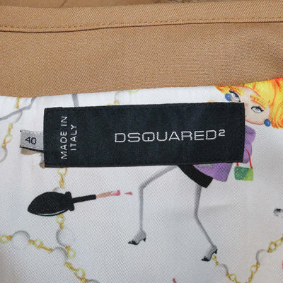 Dsquared2 Brown Blend Wool Double Zip Pocket Fur Collar Jacket