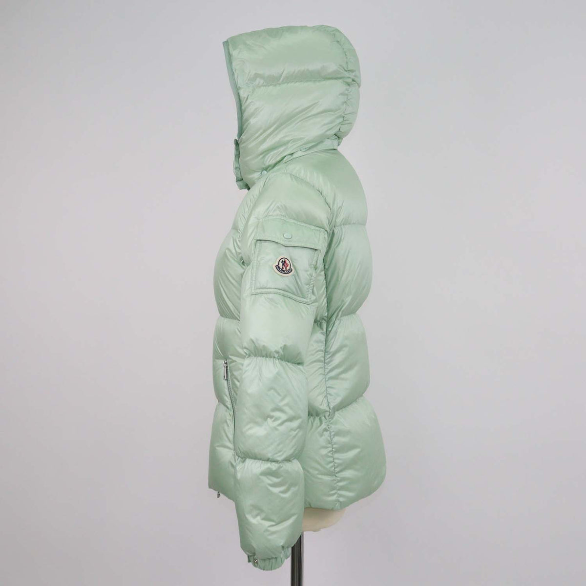Moncler Mint Green Nylon Puffer Hooded Down Jacket