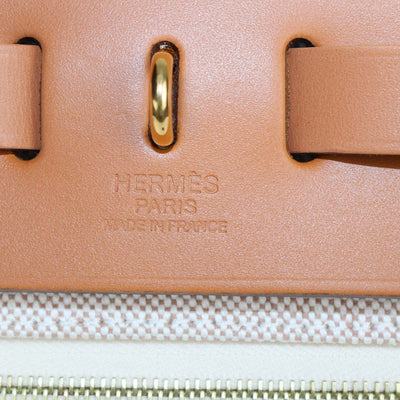 Hermes Ecru Beige/Naturel Sable Canvas and Vache Hunter Leather Chaine D'Ancre Herbag Zip 31 Bag