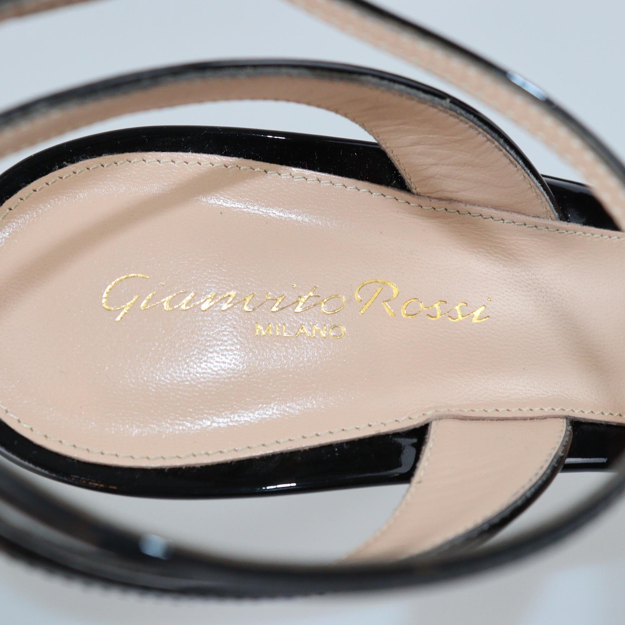 Gianvito Rossi Black Patent Cara Ankle Strap Sandals Womens Gianvito Rossi 