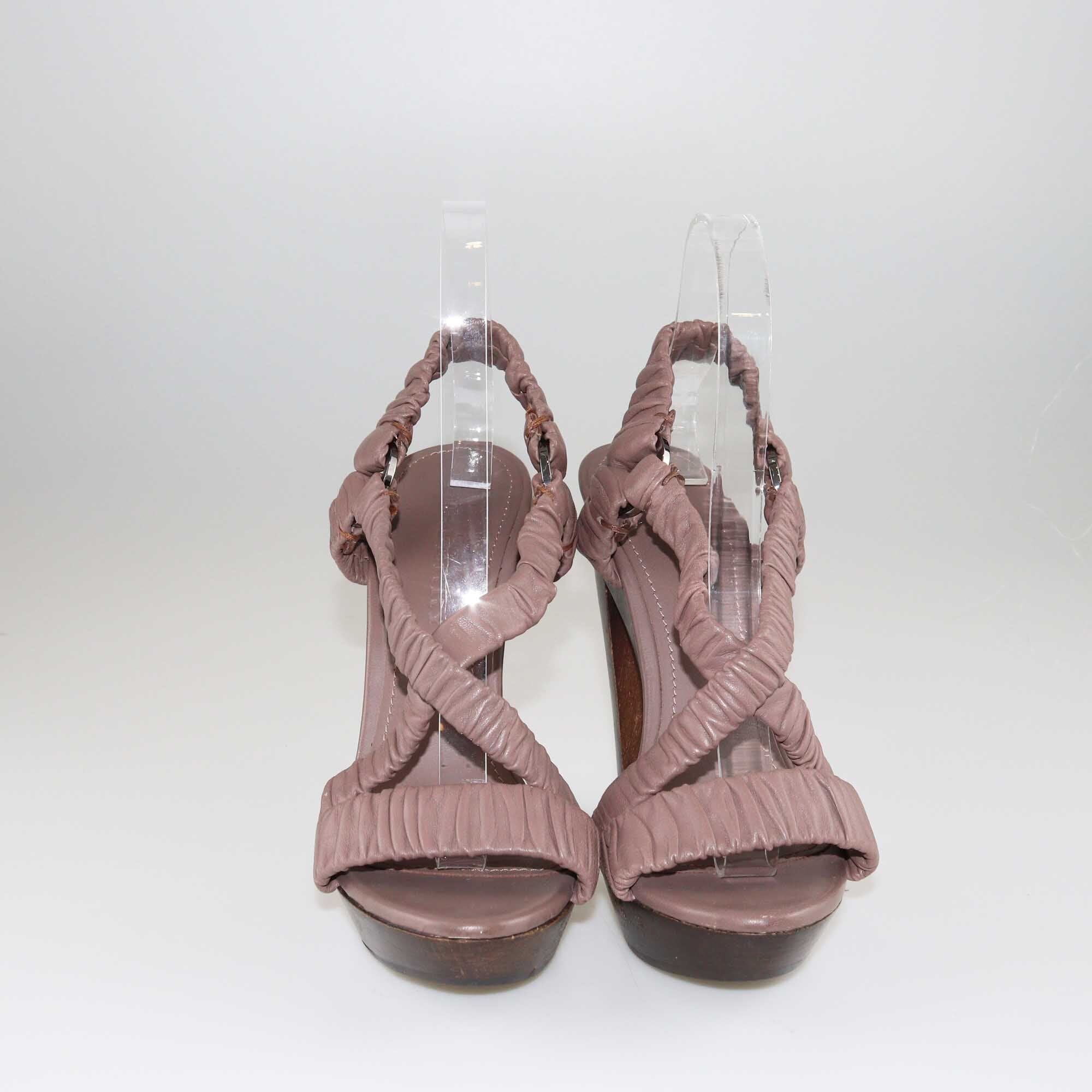 Burberry Mauve Pleated Platform Sandals Shoes Burberry 