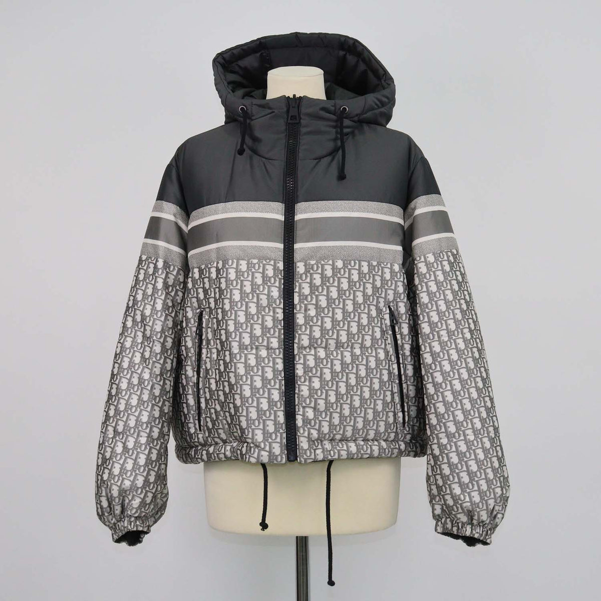 Christian Dior Grey Oblique Polyester Puffer Reversible Jacket
