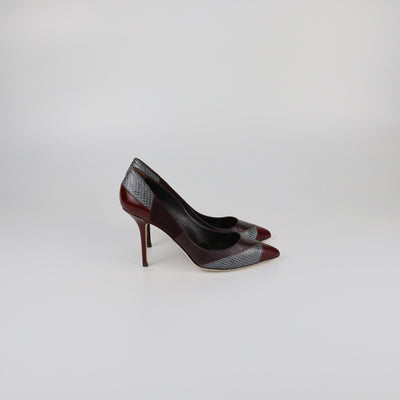 Dolce & Gabbana Burgundy/Grey Pointed Toe Pumps Womens Dolce & Gabbana 
