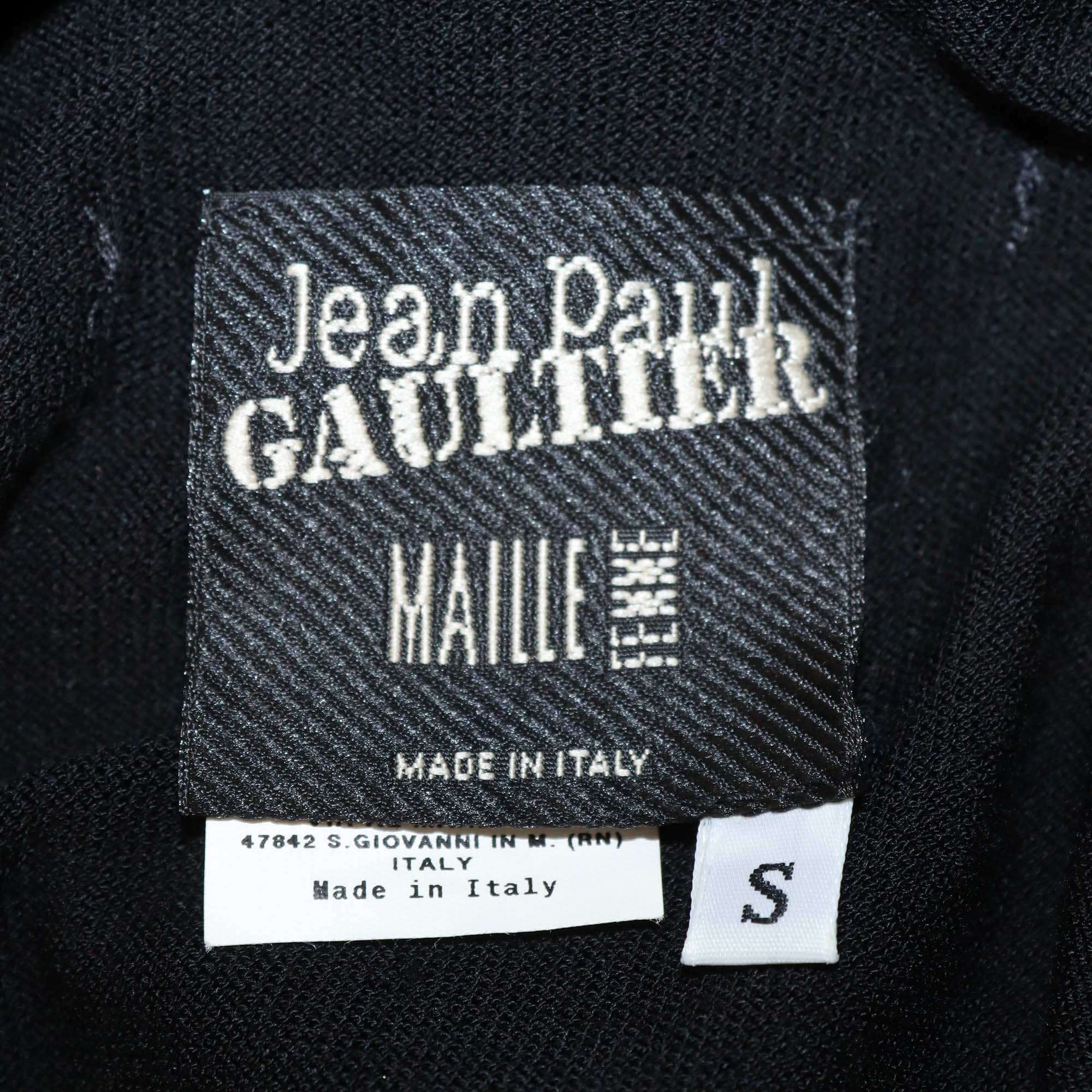 Jean Paul Gaultier Black Viscose Crepe Cutout Short Sleeve Mini Dress