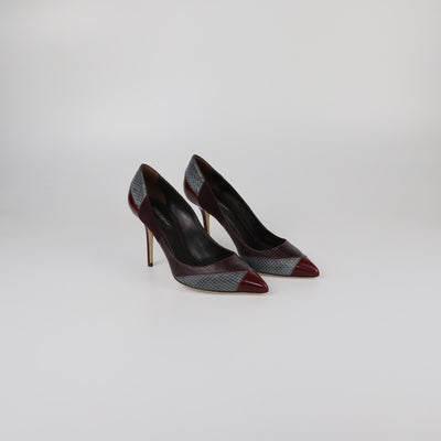 Dolce & Gabbana Burgundy/Grey Pointed Toe Pumps Womens Dolce & Gabbana 