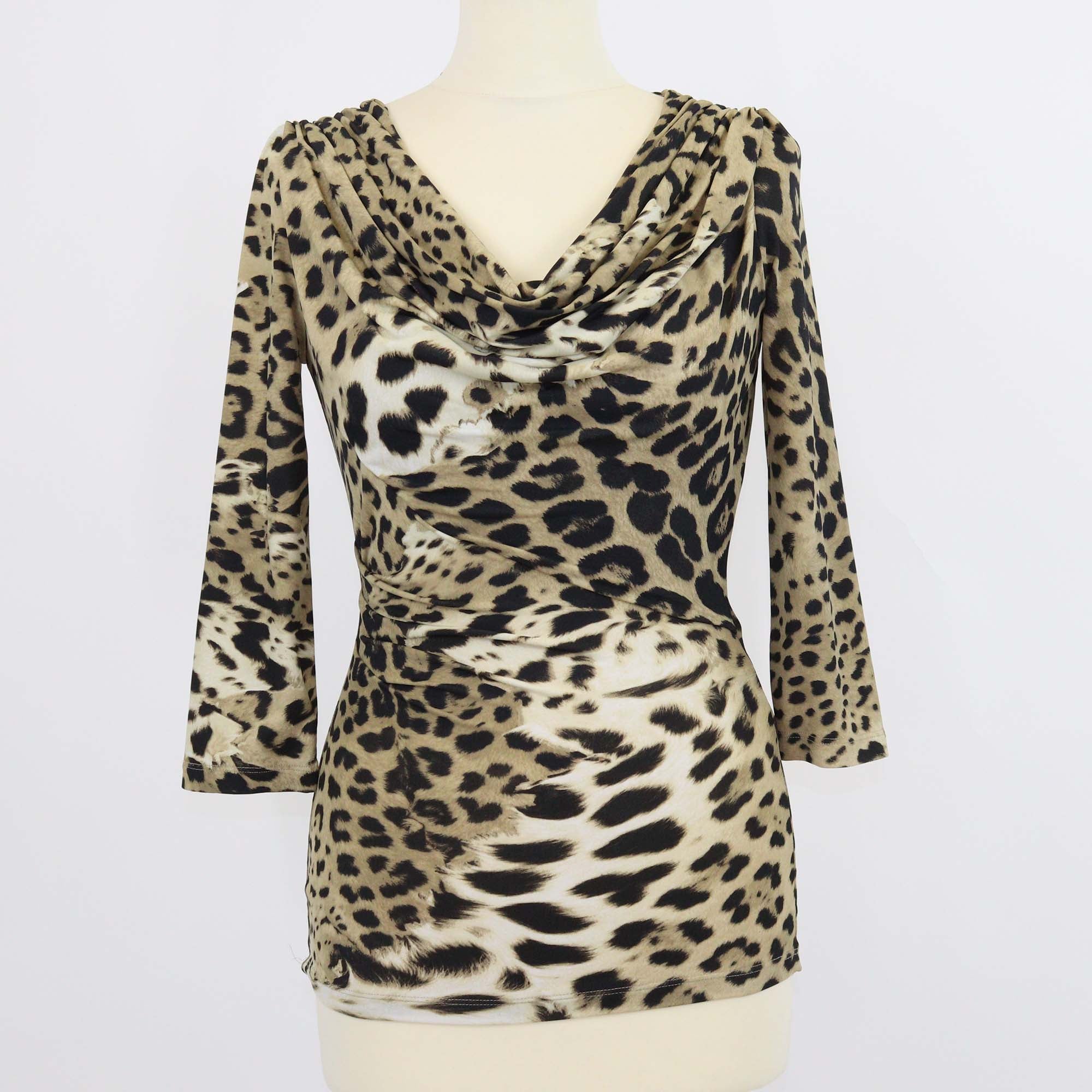 Roberto Cavalli Brown/Black Leopard Print Long Sleeve Top