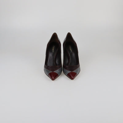 Dolce & Gabbana Burgundy/Grey Pointed Toe Pumps Womens Dolce & Gabbana 