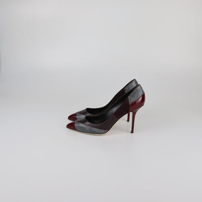 Dolce & Gabbana Burgundy/Grey Pointed Toe Pumps Womens Dolce & Gabbana 