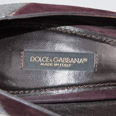 Dolce & Gabbana Burgundy/Grey Pointed Toe Pumps Womens Dolce & Gabbana 