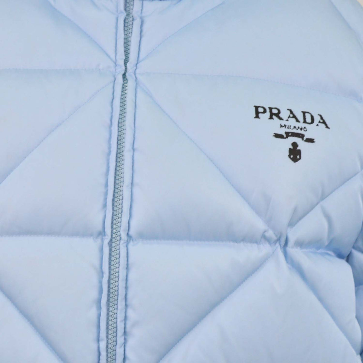 Prada Light Blue Quilted Re-Nylon Puffer Cropped Down Jacket