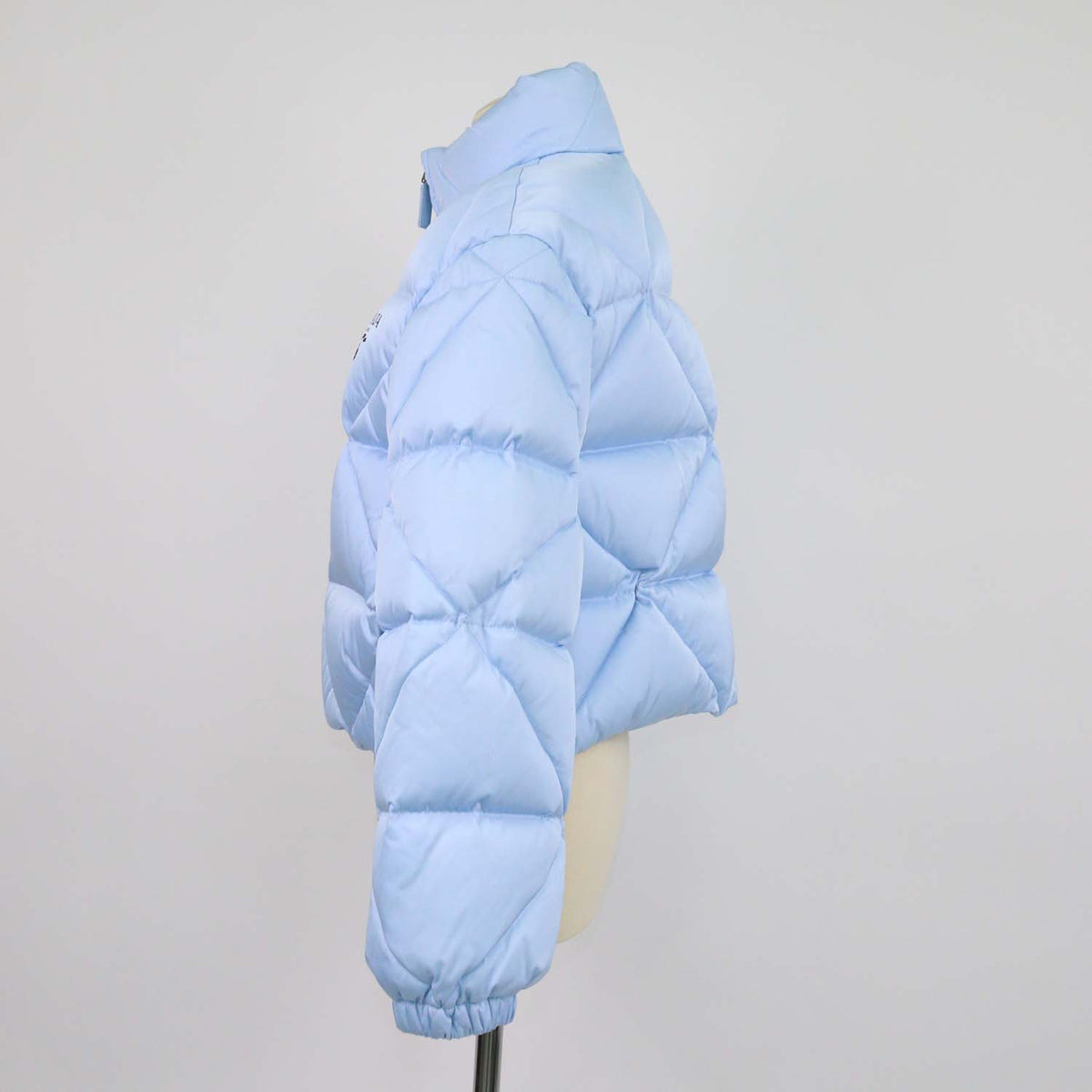 Prada Light Blue Quilted Re-Nylon Puffer Cropped Down Jacket