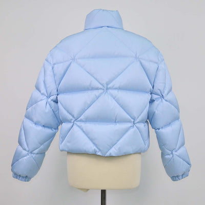 Prada Light Blue Quilted Re-Nylon Puffer Cropped Down Jacket