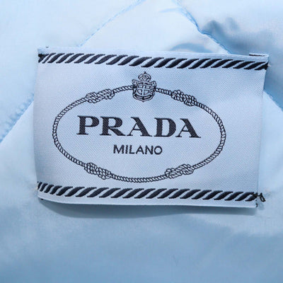 Prada Light Blue Quilted Re-Nylon Puffer Cropped Down Jacket