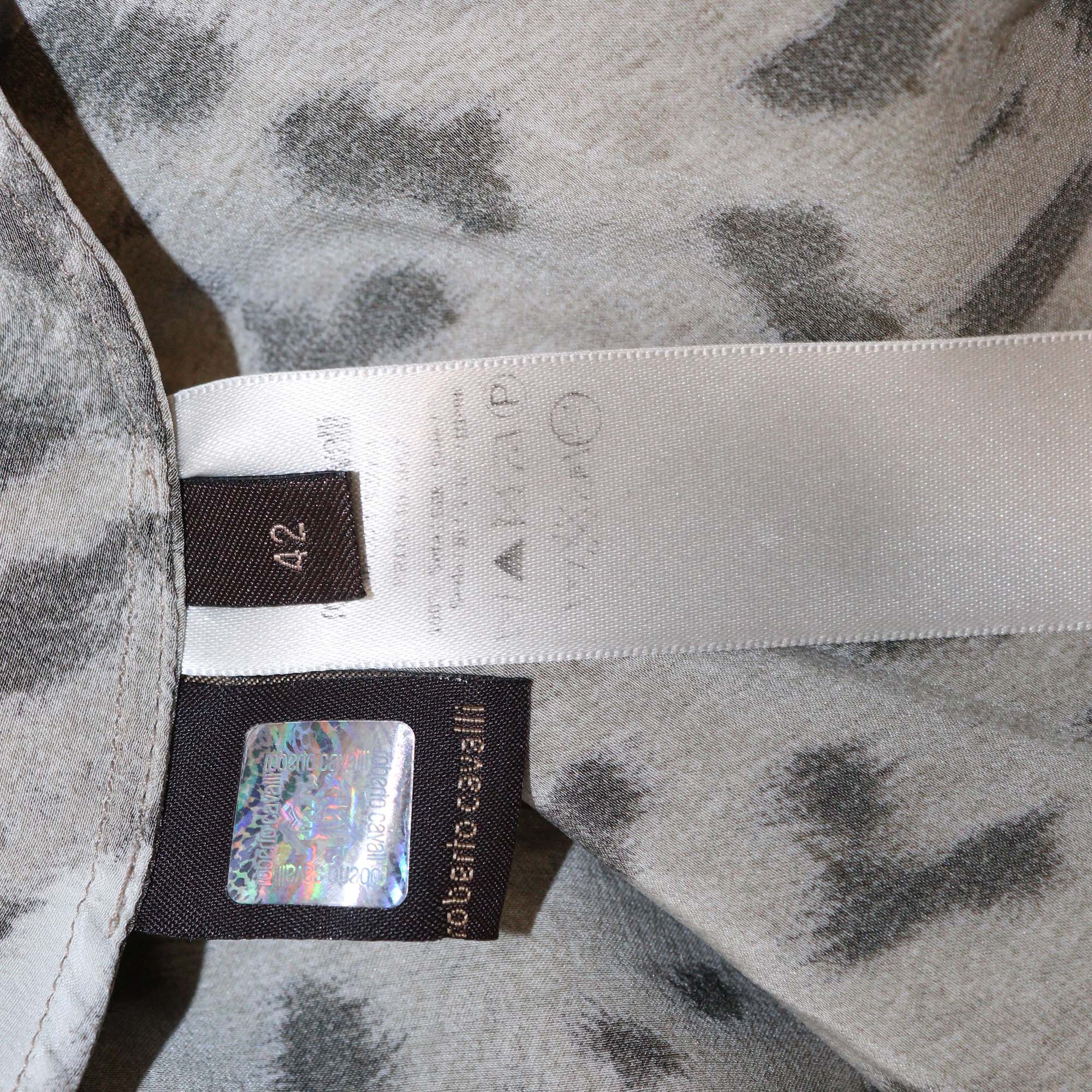 Roberto Cavalli Brown/Black Silk Leopard Print Flared Maxi Skirt