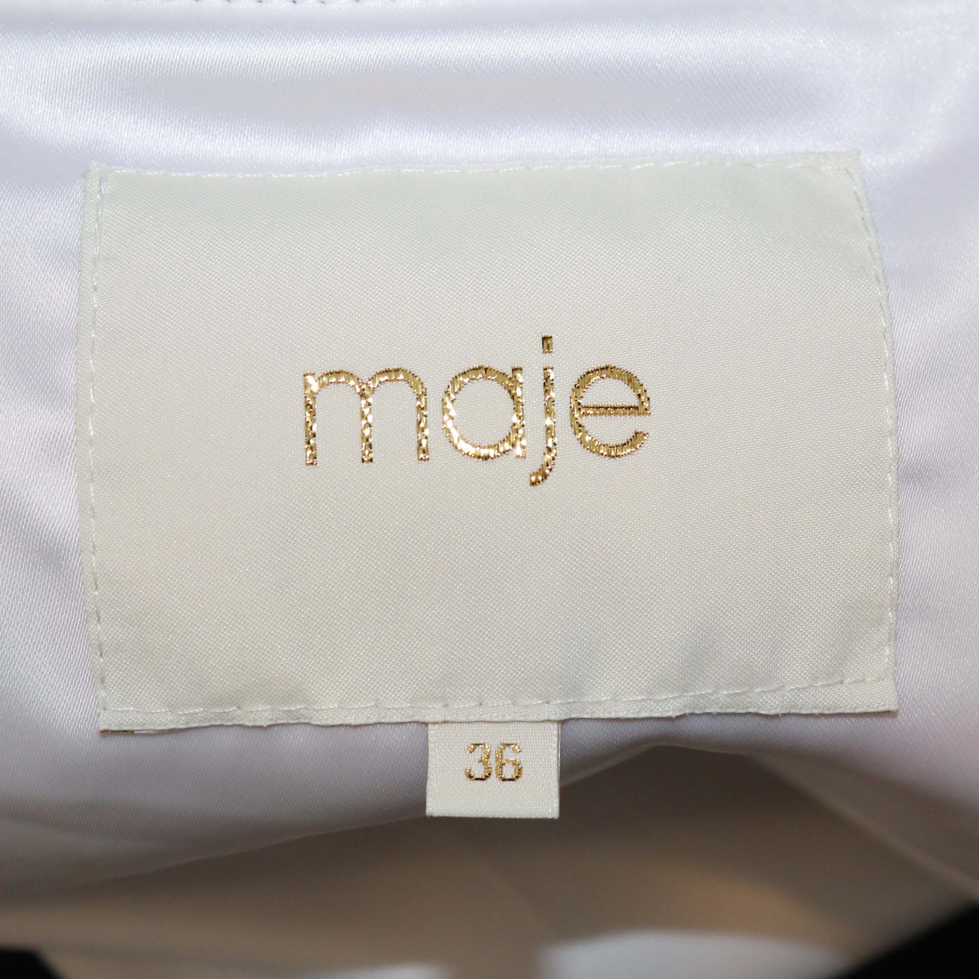 Maje White/Multicolor Polyester Floral Embroidered Bomber Jacket