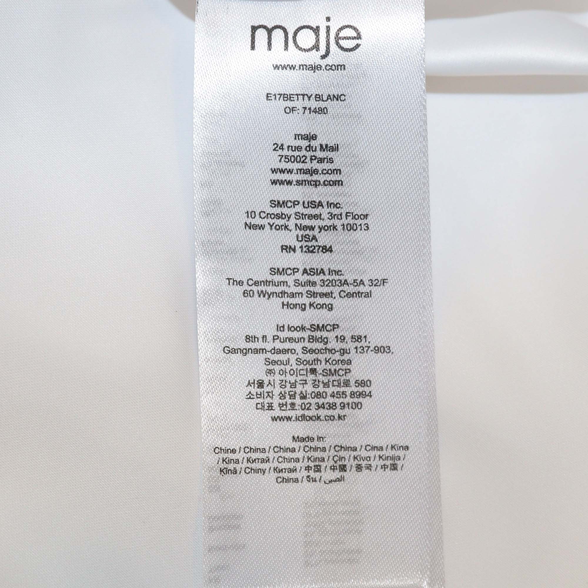 Maje White/Multicolor Polyester Floral Embroidered Bomber Jacket