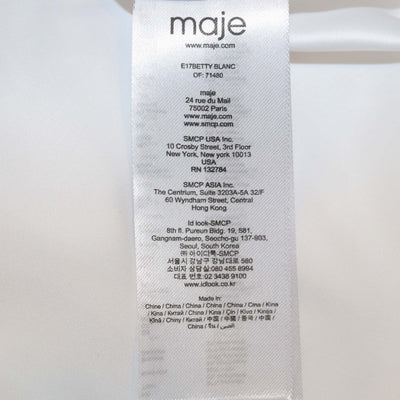 Maje White/Multicolor Polyester Floral Embroidered Bomber Jacket
