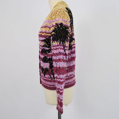 Chanel Multicolor Sequins Blend Cashmere Palm Striped Cardigan