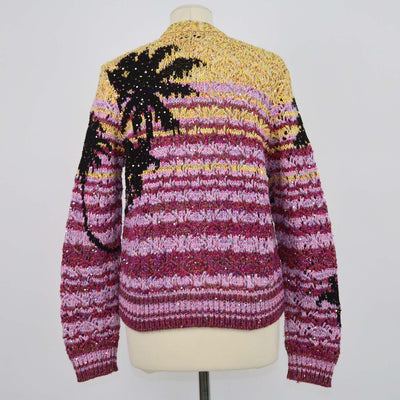 Chanel Multicolor Sequins Blend Cashmere Palm Striped Cardigan