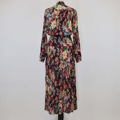 Zimmermann Burgundy/Multicolor Cotton & Silk Floral Print Shirred Maxi Dress