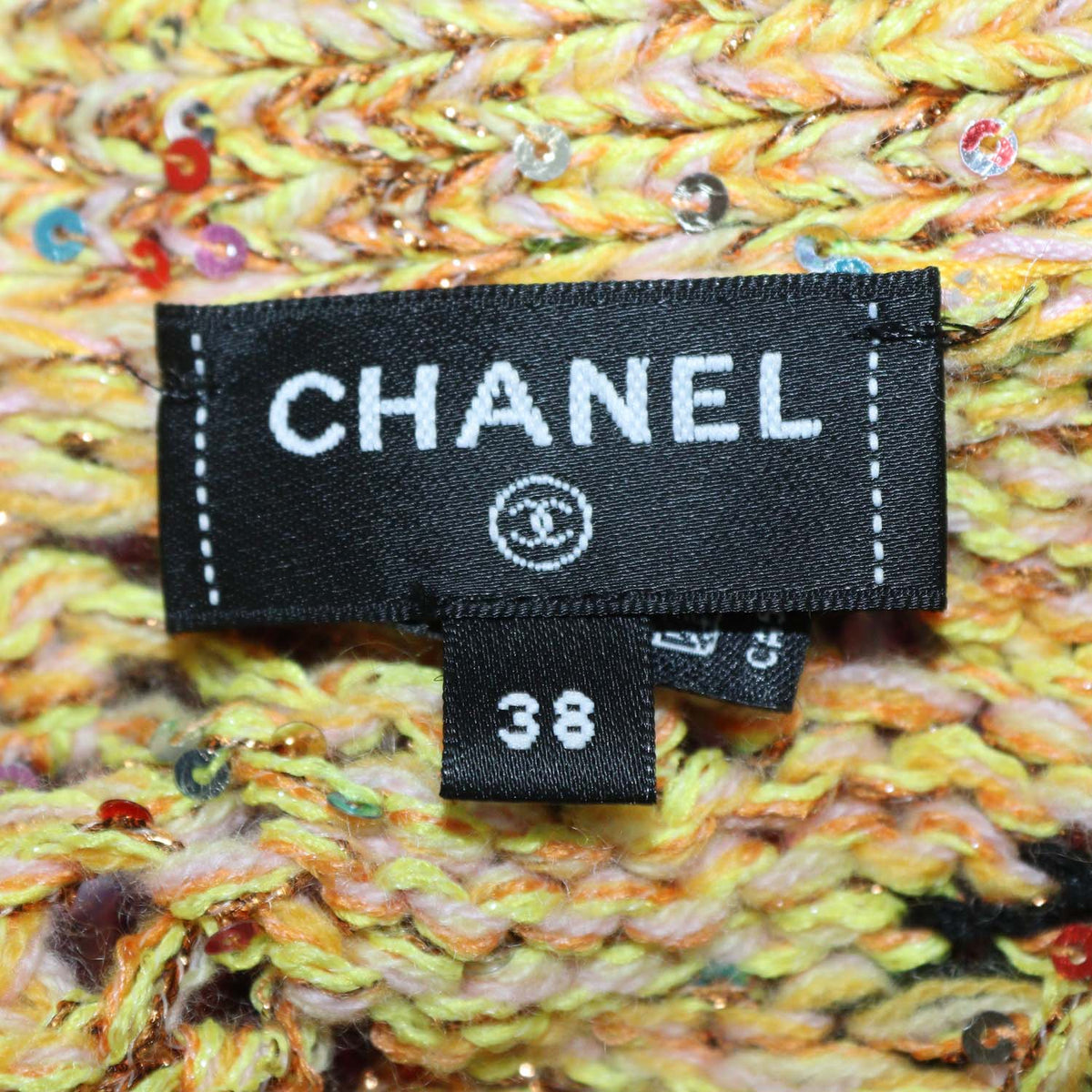 Chanel Multicolor Sequins Blend Cashmere Palm Striped Cardigan