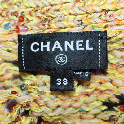 Chanel Multicolor Sequins Blend Cashmere Palm Striped Cardigan