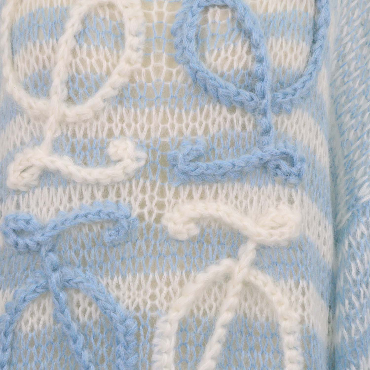 Loewe Blue, White Blend Mohair Anagram Striped Sweater