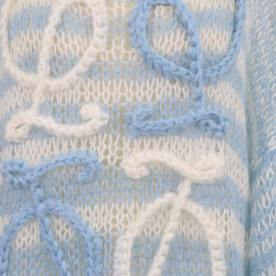 Loewe Blue, White Blend Mohair Anagram Striped Sweater