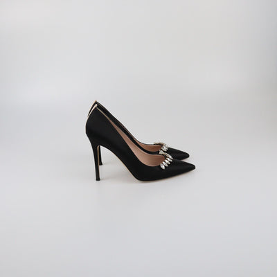 SJP Sarah Jessica Parker Black Crystal Embellished Pointed Toe Pumps Womens SJP Sarah Jessica Parker 