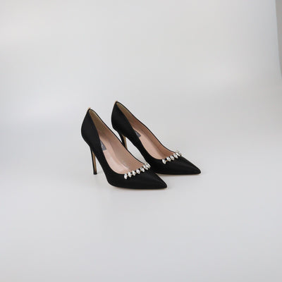 SJP Sarah Jessica Parker Black Crystal Embellished Pointed Toe Pumps Womens SJP Sarah Jessica Parker 