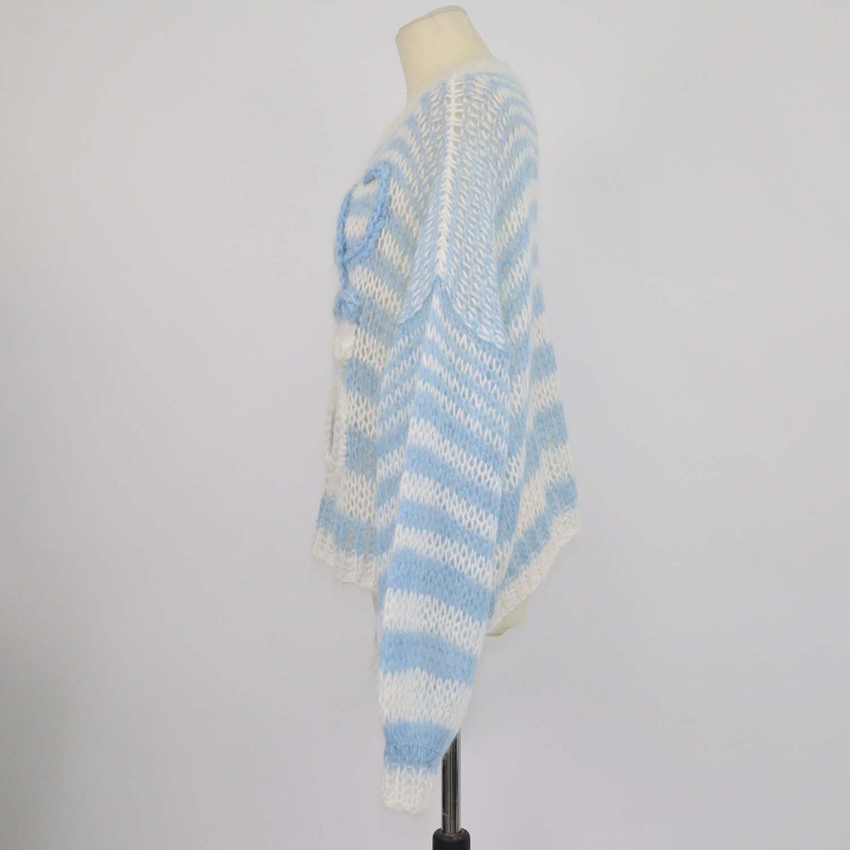 Loewe Blue, White Blend Mohair Anagram Striped Sweater