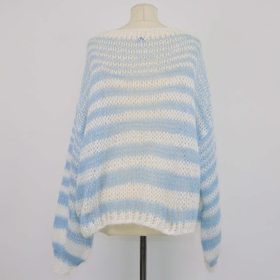 Loewe Blue, White Blend Mohair Anagram Striped Sweater