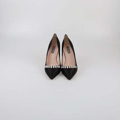 SJP Sarah Jessica Parker Black Crystal Embellished Pointed Toe Pumps Womens SJP Sarah Jessica Parker 