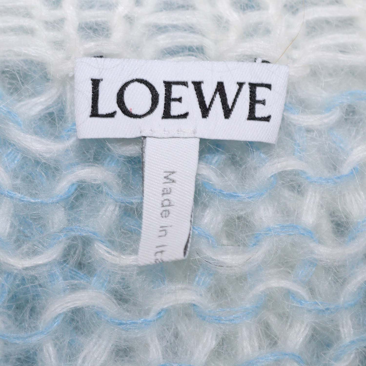 Loewe Blue, White Blend Mohair Anagram Striped Sweater