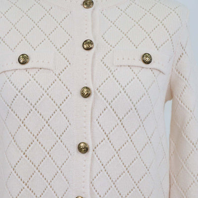 Zimmermann Light Beige Wool Pointelle Knit Cardigan