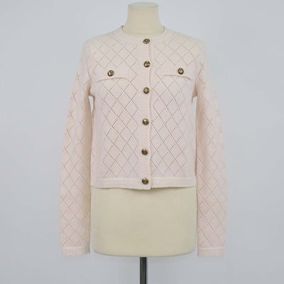 Zimmermann Light Beige Wool Pointelle Knit Cardigan