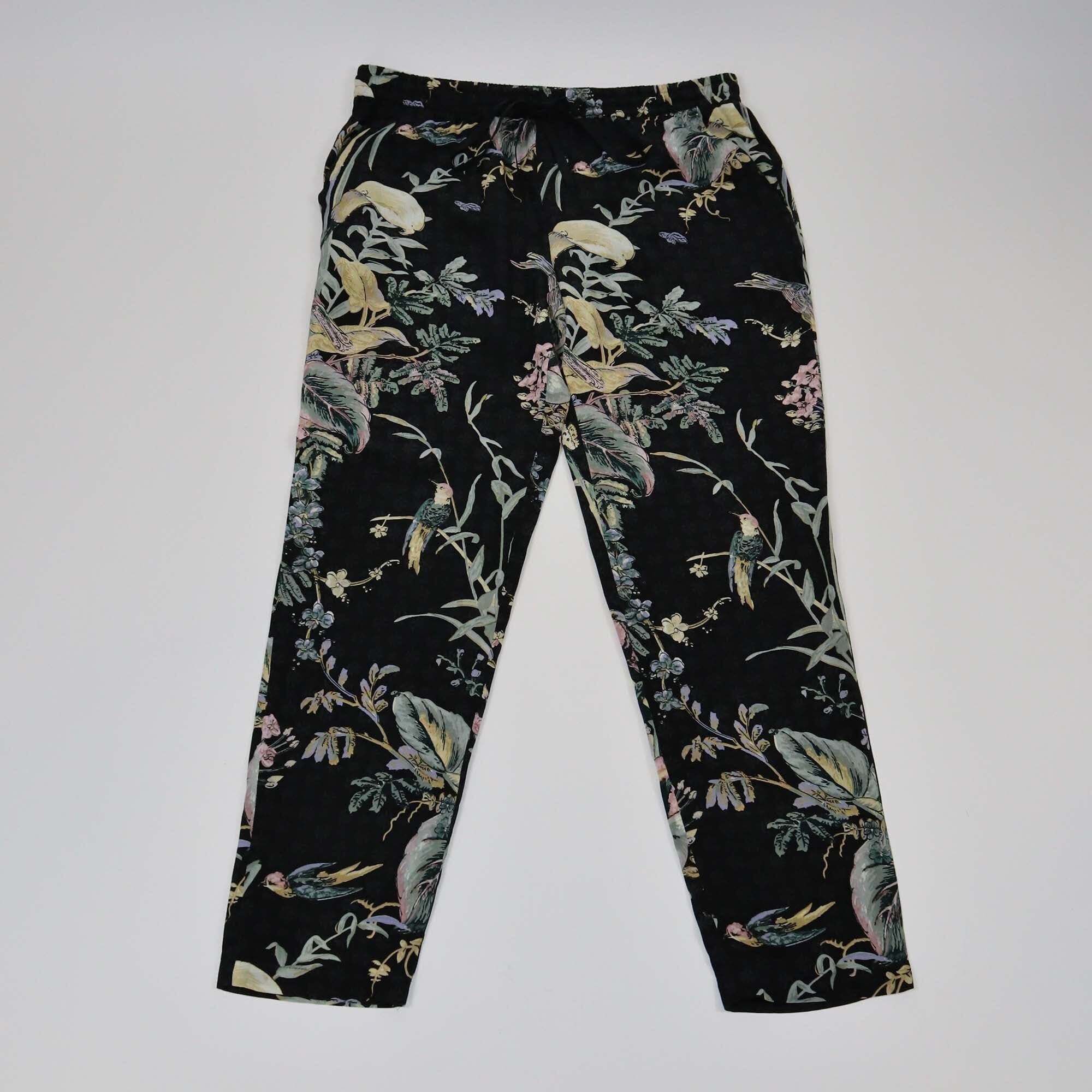 RED Valentino Black Floral Print Straight Pants Womens Red Valentino 