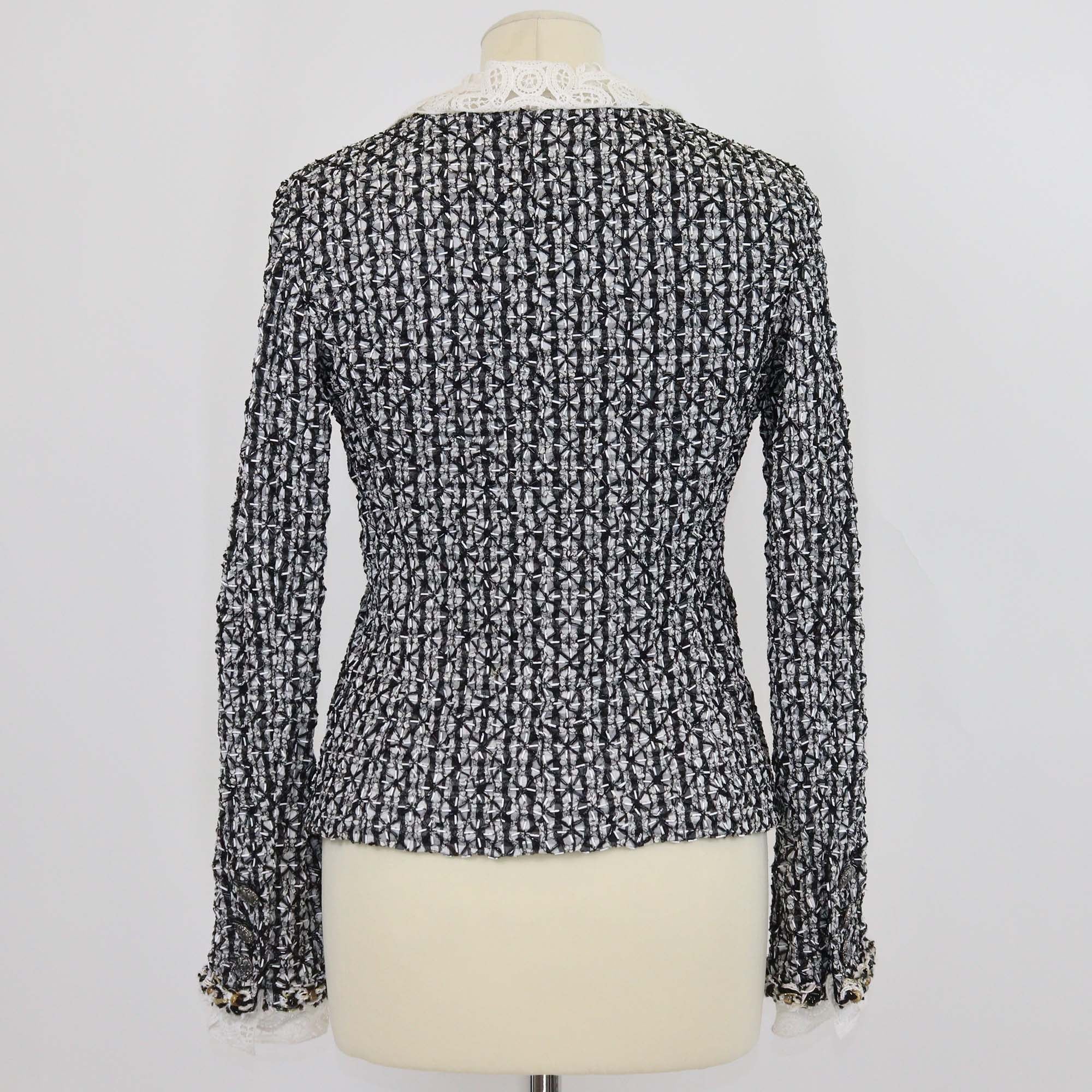 Chanel Multicolor Silk Beaded Collar Lace Jacket