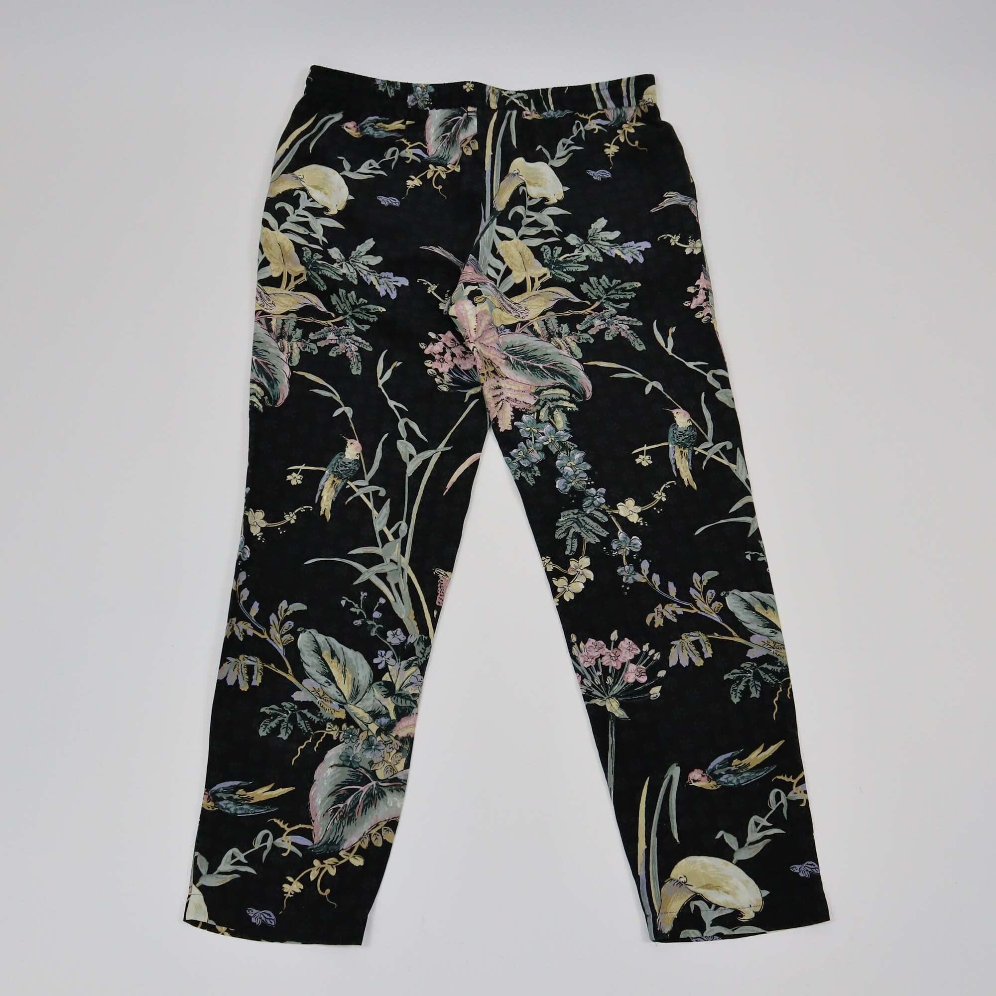 RED Valentino Black Floral Print Straight Pants Womens Red Valentino 