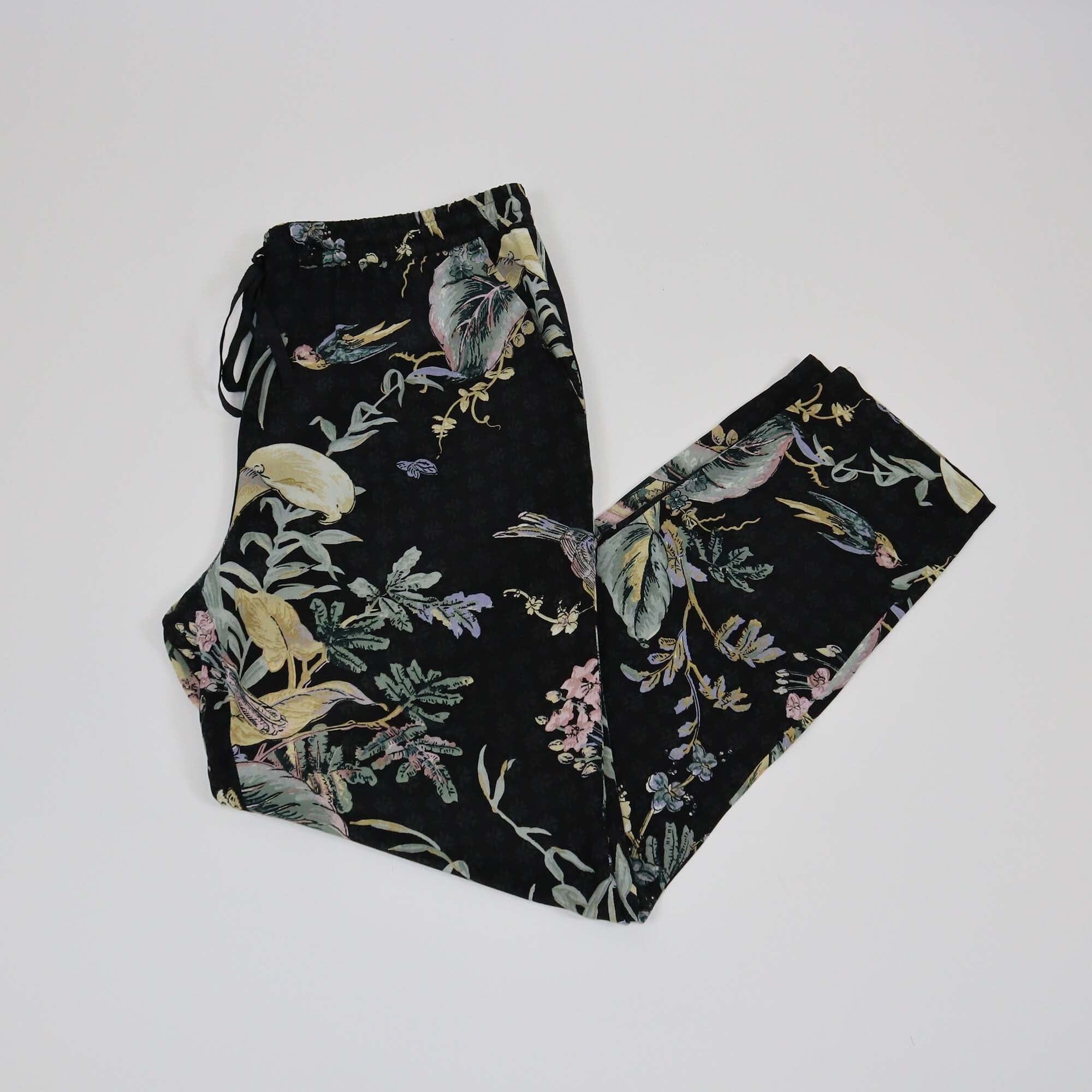 RED Valentino Black Floral Print Straight Pants Womens Red Valentino 